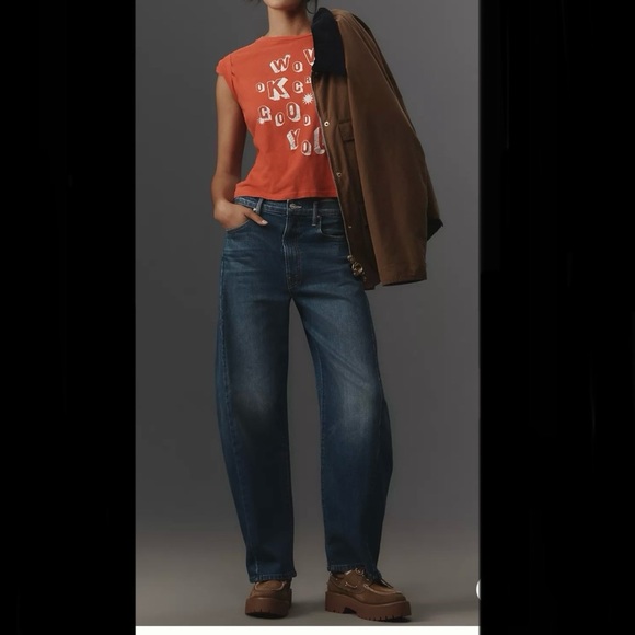 MOTHER superior The Full Pipe Flood high rise Barrel jeans It’s A Small World - Picture 3 of 8